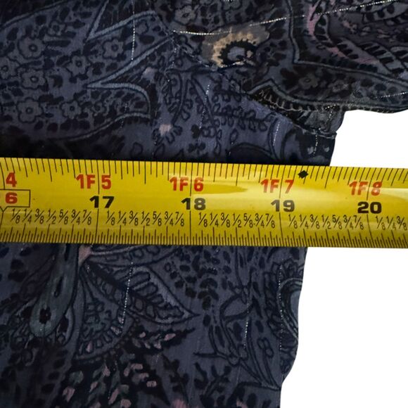 Lucky Brand Paisley Blue Print Sheer Long Sleeve Boho Top Size M - Picture 13 of 13